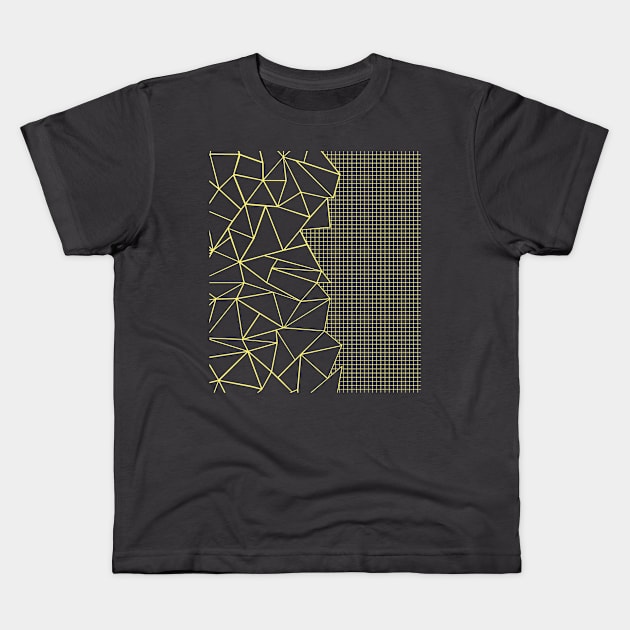 Abstract Outline Yellow Grid Kids T-Shirt by ProjectM